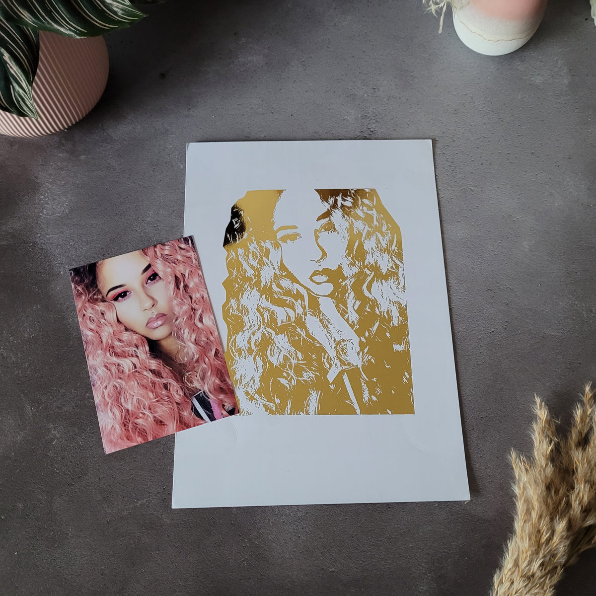Personalised gold foil portrait from photo