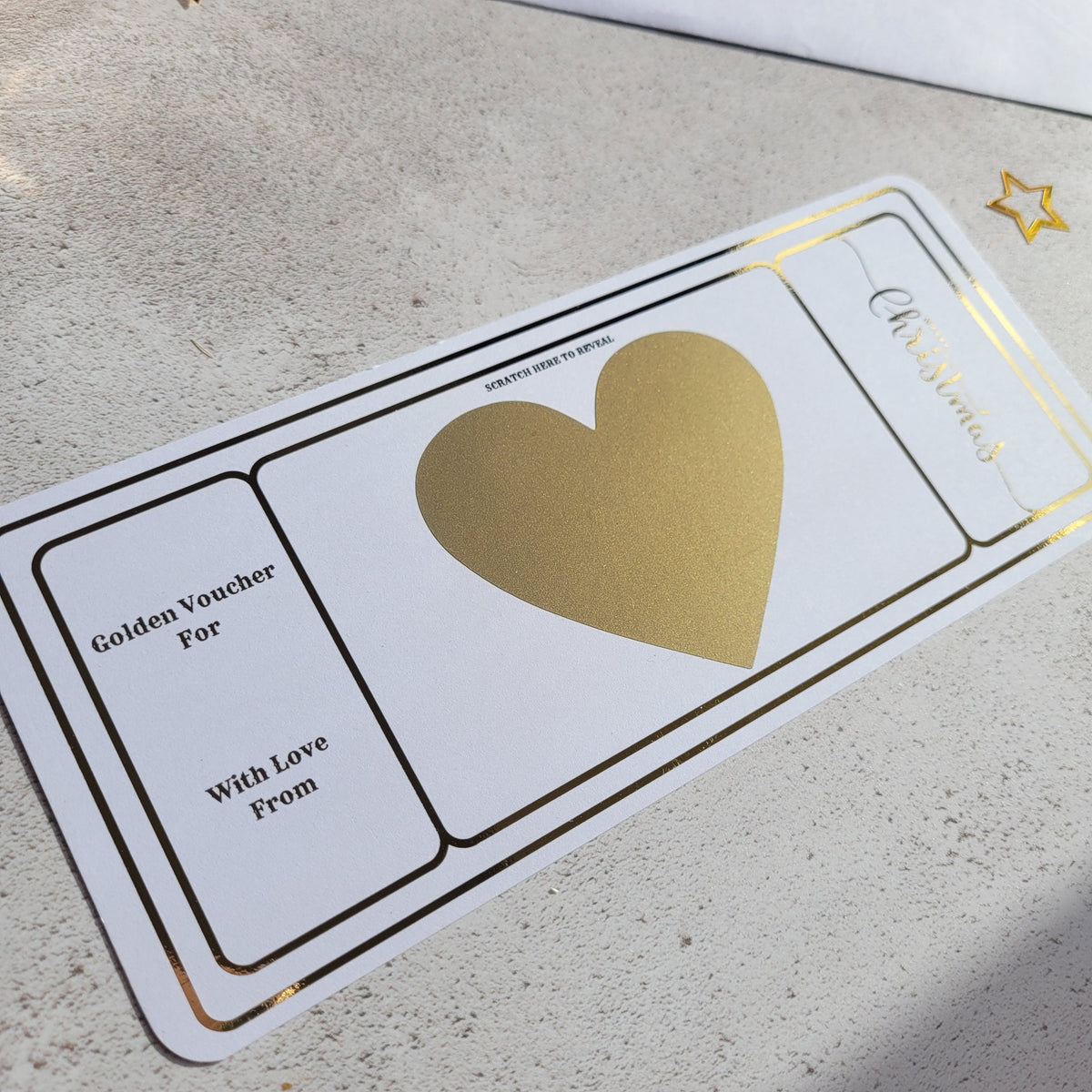 Gold foil golden ticket gift voucher to write your own message