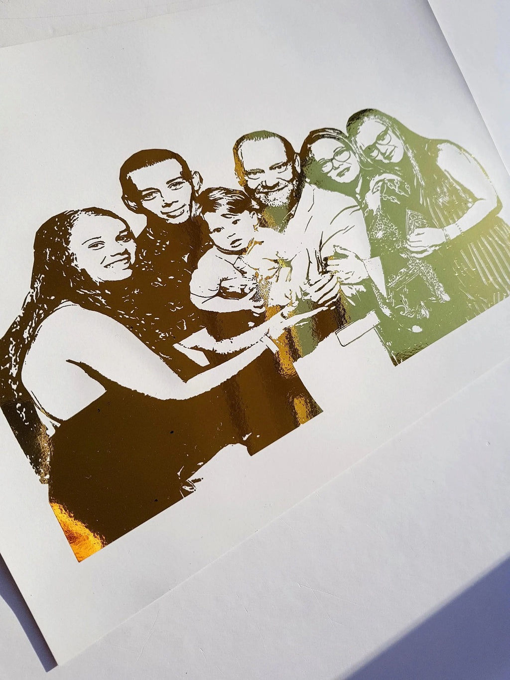 Large gold foil family portrait from photo